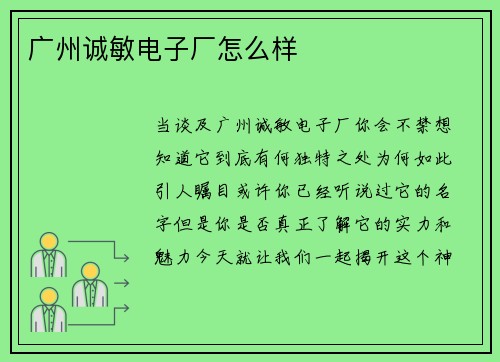 广州诚敏电子厂怎么样